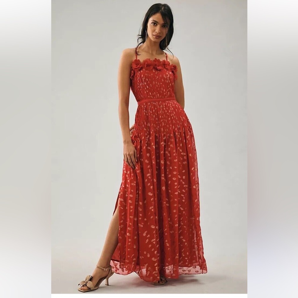 Anthropologie Bhanuni Sheer Appliqué Dress